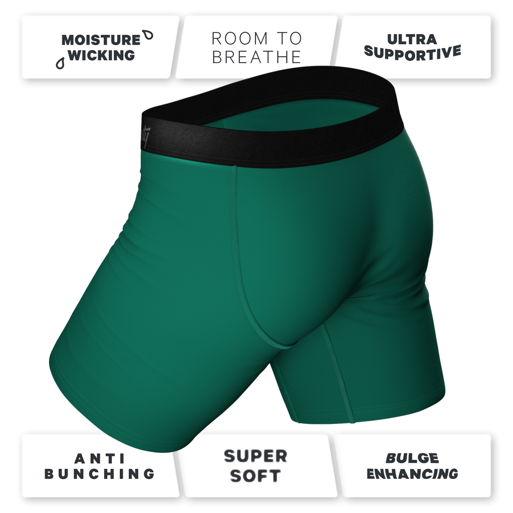 unwrap me green long leg boxers with fly