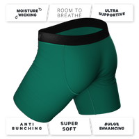 unwrap me green long leg boxers with fly