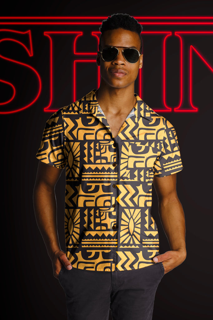 black and yellow aztec shirt