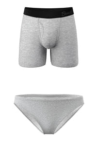 The Intramural Champ | Grey Bikini and Ball Hammock® Boxer With Fly Matching Couples Underwear Pack