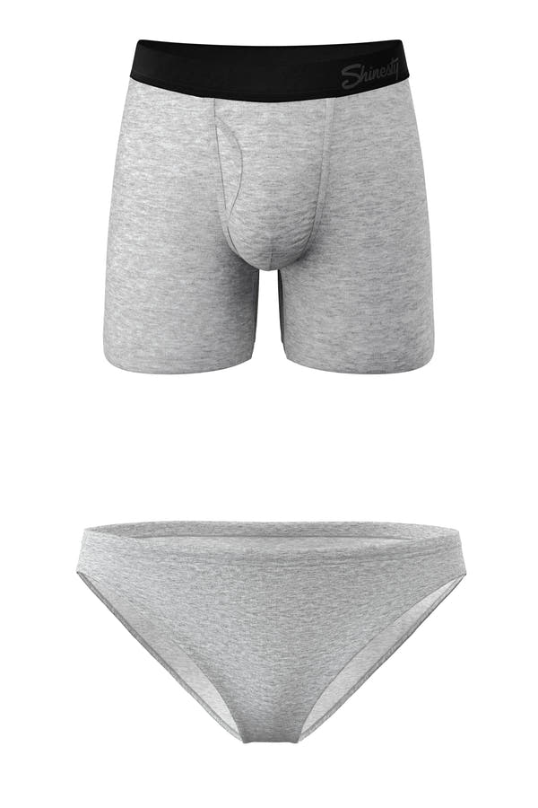 The Intramural Champ | Grey Bikini and Ball Hammock® Boxer With Fly Matching Couples Underwear Pack