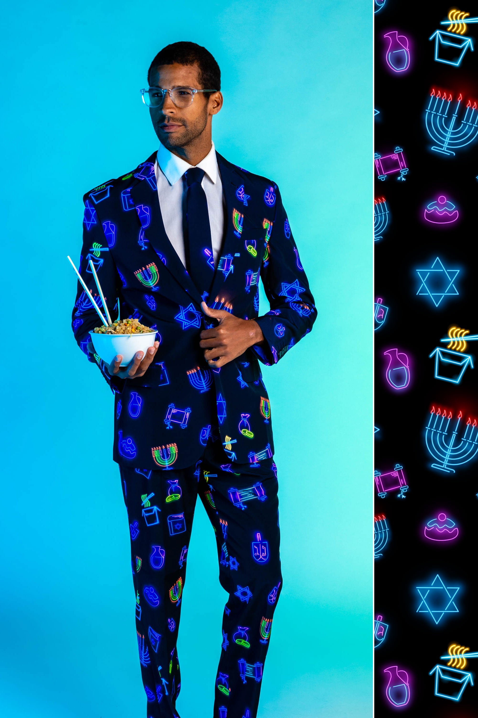 Blue Sequin All Over Blazer: Men's Hanukkah Outfits