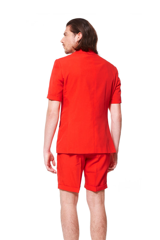 red short pants suit