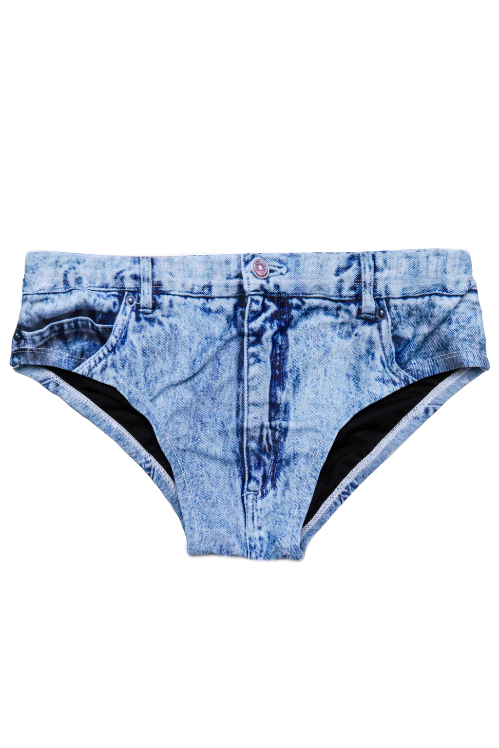 acid washed fake denim swim