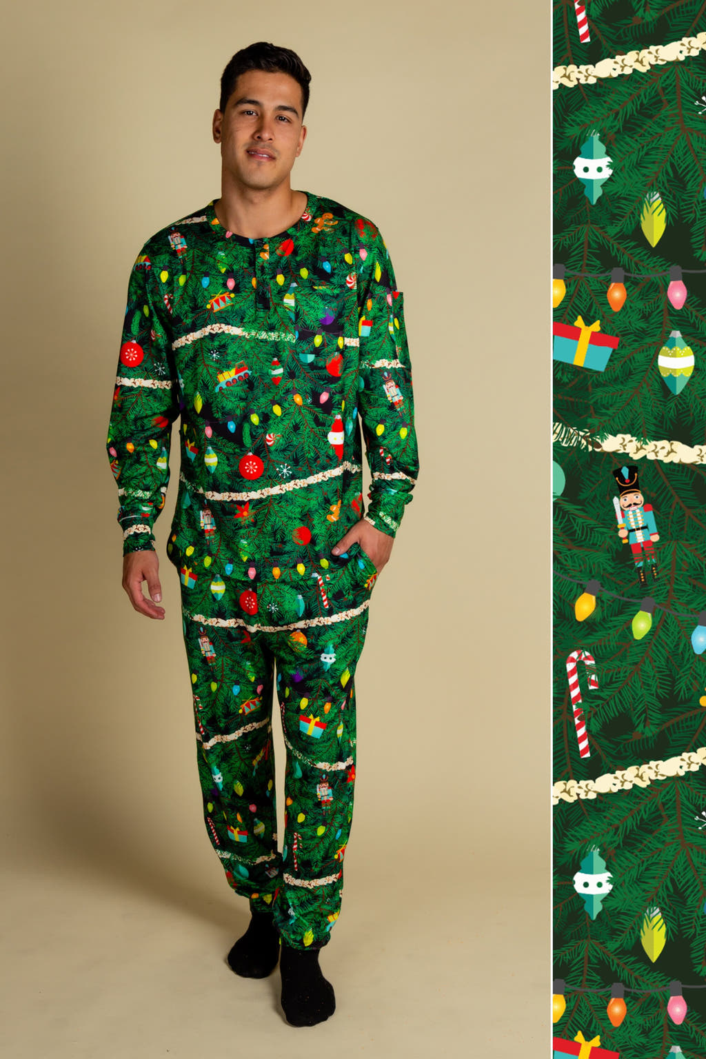 Men's Christmas Tree Print PJs