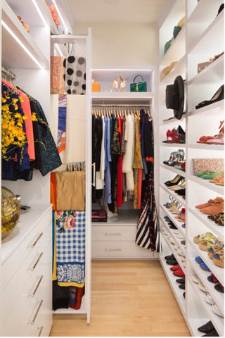 organized closet of clothing