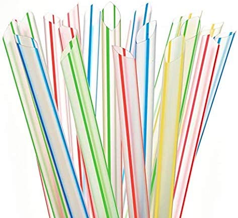 8 150 pc Extra Wide Fat Drinking Straws Clear w/ Color Stripe
