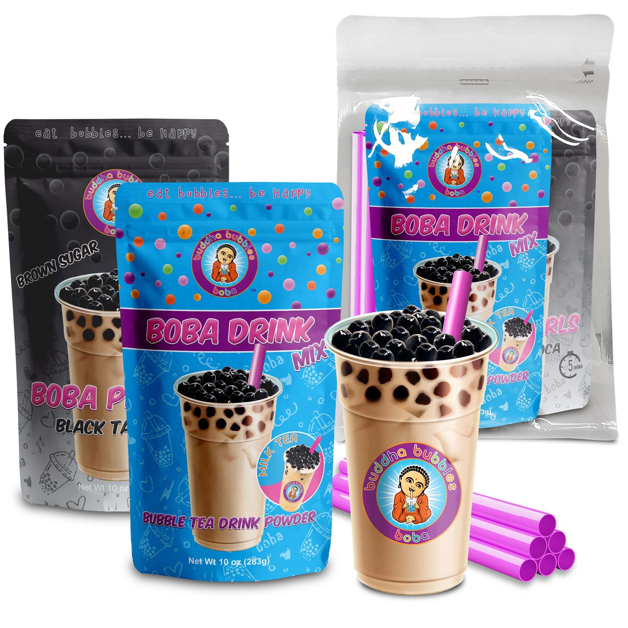 CAFE LATTE (Coffee) Boba Tea Kit / Gift Box Includes Tea Powder, Tapioca  Pearls & Straws By Buddha Bubbles Boba