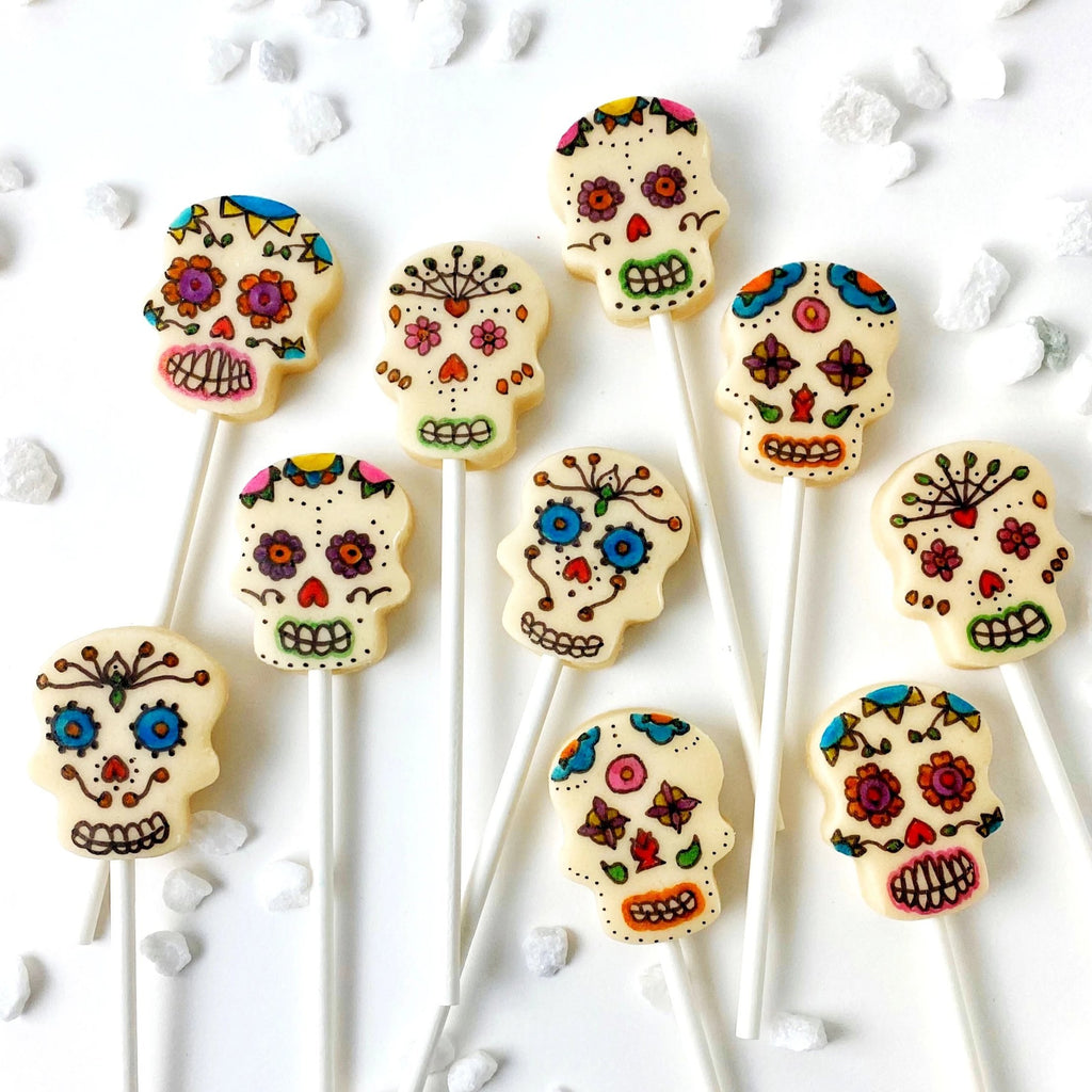 Day of the Dead Sugar Skull Marzipan Candy Lollipops | marzipops