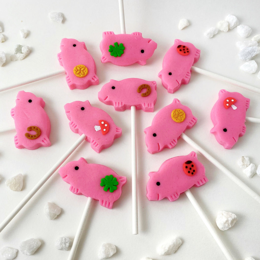 Christmas Gluckschwein Pigs Marzipan Candy Lollipops: Good Luck | marzipops