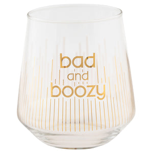 Bad And Boozy Chic Stemless Wine Glass - The Pink Paisley