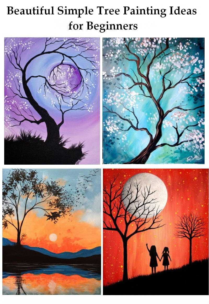 Easy Tree Painting Ideas for Beginners, Simple Landscape Painting ...