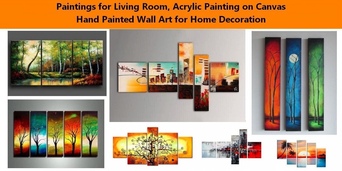 Landscape Canvas Paintings, Simple Painting Ideas for Living Room, Lar ...