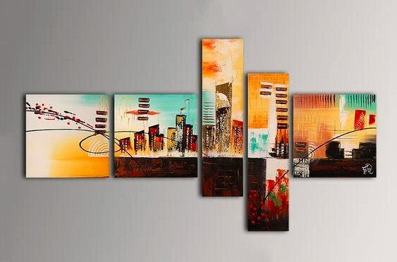 Cityscape Painting, Acrylic Painting on Canvas, Landscape Paintings, Paintings for Living Room, Wall Painting Art, Acrylic Abstract Painting