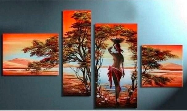 African Art, Large Painting for Living Room, African Woman Painting, Acrylic African Art, Wall Art on Canvas, Bedroom Wall Art Paintings