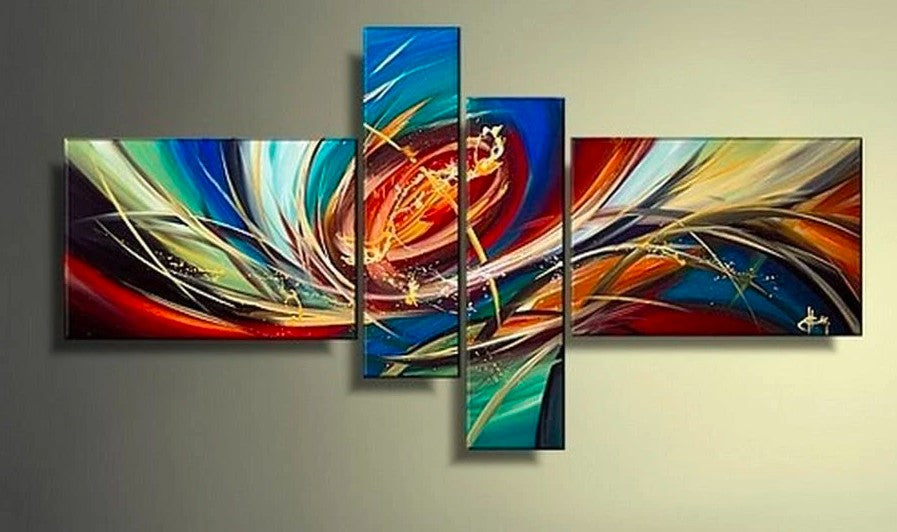 Colorful Lines, Abstract Painting, Wall Art, Acrylic Art, 4 Piece Wall Art, Canvas Painting