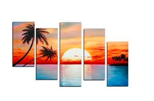 Sunrise Paintings, Canvas Wall Art for Living Room, Landscape Paintings for Living Room