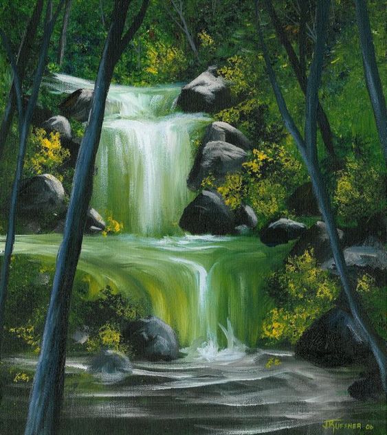 EASY Waterfall Landscape How To Paint Acrylics For Beginners