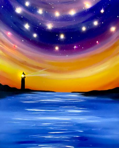 Easy Landscape Painting Ideas for Beginners, Lighthouse Painting, Easy Seascape Painting Ideas for Beginners, Easy Acrylic Painting Ideas, Simple Landscape Painting Ideas, Easy Sunrise Paintings, Easy Sunset Paintings