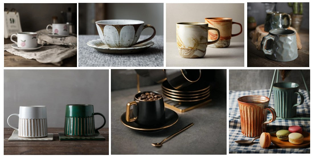 Elegant Ceramic Coffee Cups, Unique Bird Flower Tea Cups and Saucers i