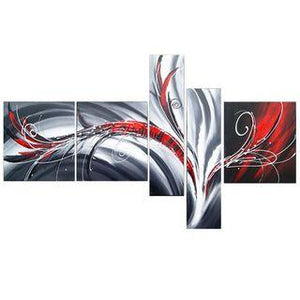 Large Canvas Painting, Abstract Lines, Modern Acrylic Art on Canvas, 5 Piece Wall Art Painting, Living Room Canvas Painting-LargePaintingArt.com