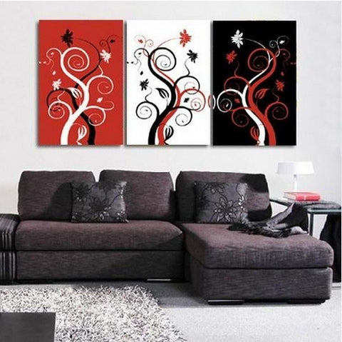 3 Piece Canvas Painting, Tree of Life Painting, Hand Painted Wall Art
