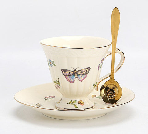 Iris Flower British Tea Cups, Beautiful Bone China Porcelain Tea Cup S