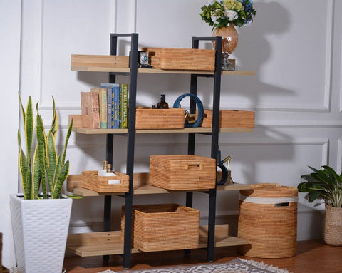 Rattan Storage Baskets, Storage Basket for Shelves, Rectangular Storag –  Paintingforhome