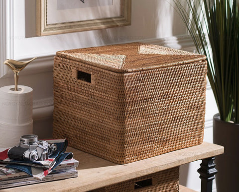 Rectangular Storage Baskets, Storage Baskets for Shelves, Woven Rattan –  Paintingforhome