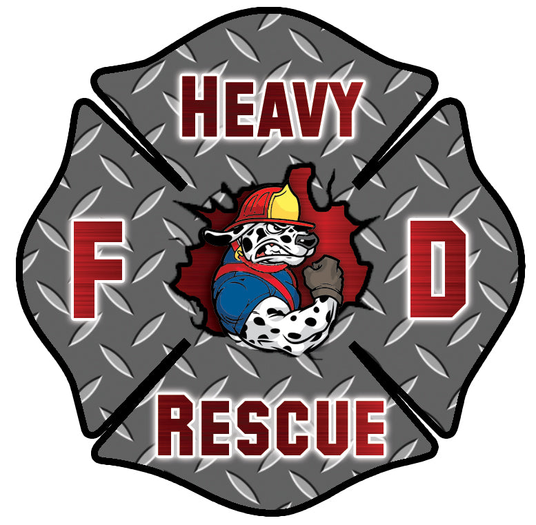 Red Heavy Rescue Firefighter Window Decal Police Fire EMS Viny Graphics ...