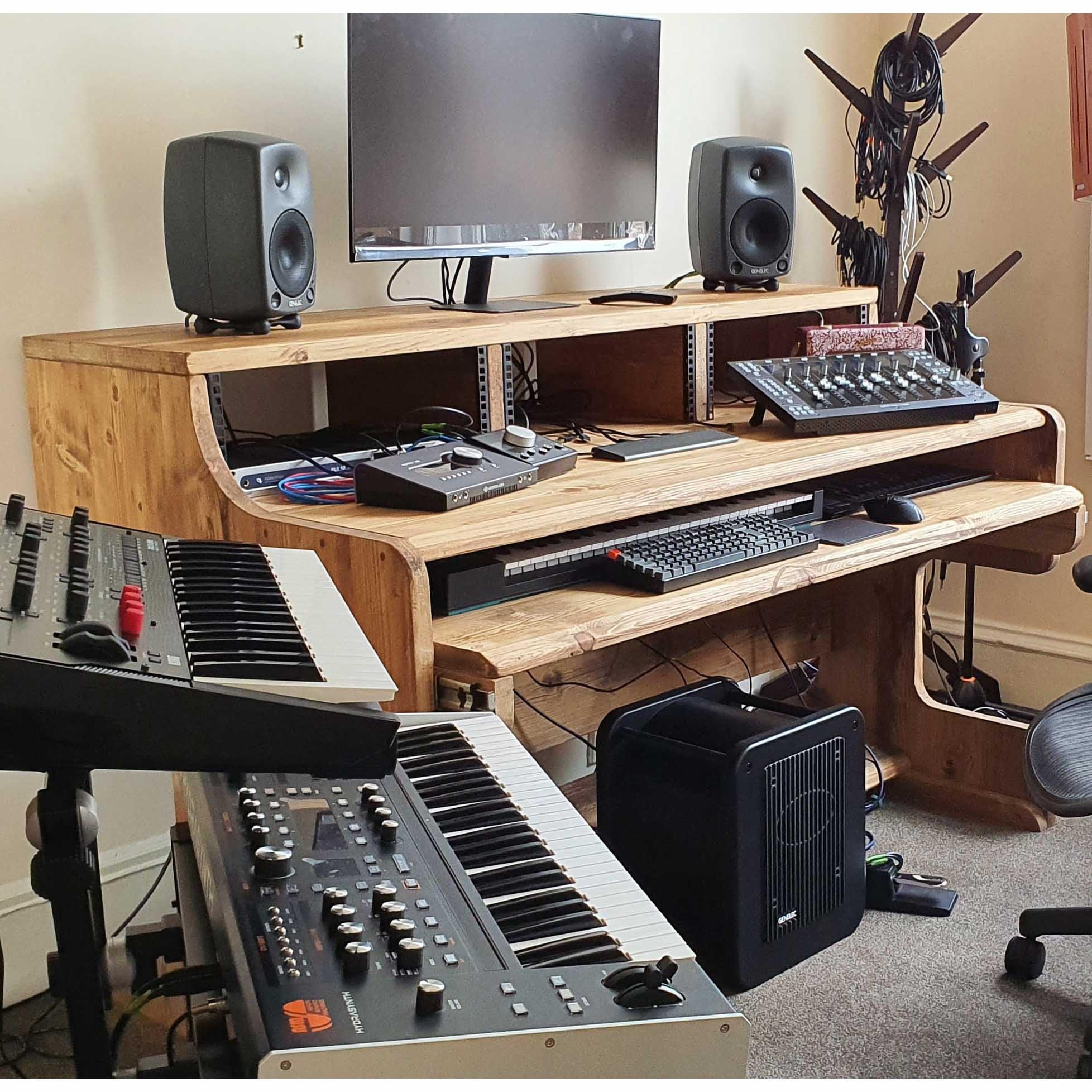 LUNA: Reclaimed Musician's Studio Desk/ 3 Tier Workstation with Monito -  RizAndMicaMake