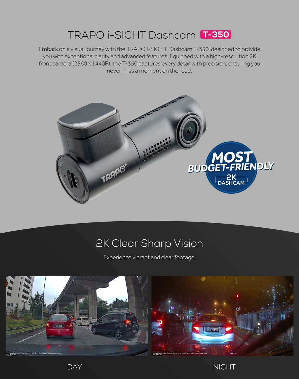 Trapo i-Sight Dashcam T-350.2K Clear Sharp Version.