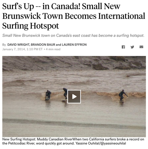 ABC News article: Surfing in New Brunswick