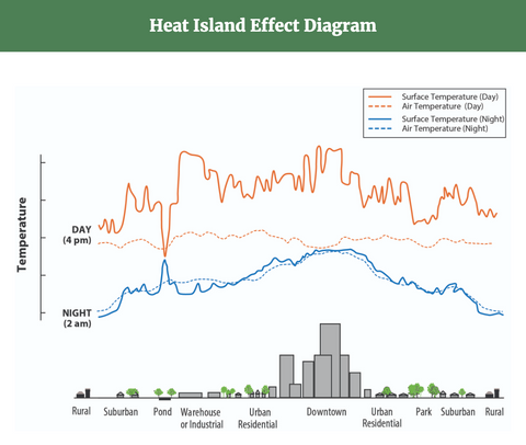 Infographic explaining Urban Heat Islands