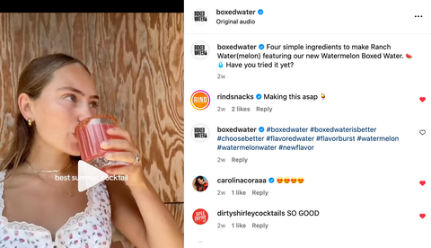 Watermelon Ranch Water Recipe on Instagram