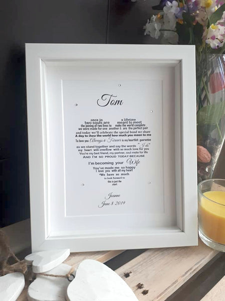 Groom Wedding Day Gift - Personalised poem print for your Husband or Wife to be
