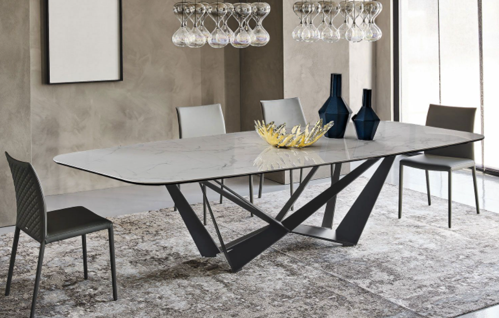 Unique Design Italian Style W Shape Metal Base Home Furniture Modern Marble Top