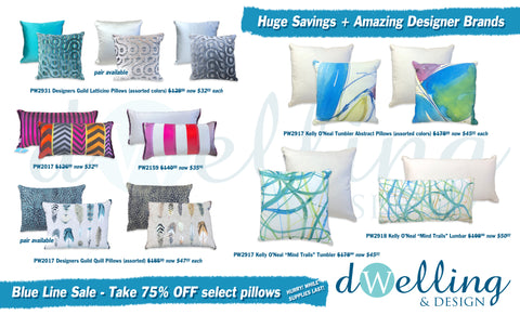 Dwelling & Design | Blue Line Pillow Sale 1