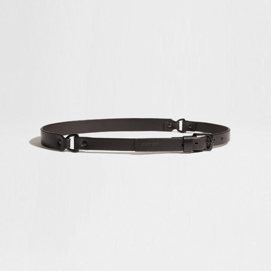 Italian-leather belt with D-ring details