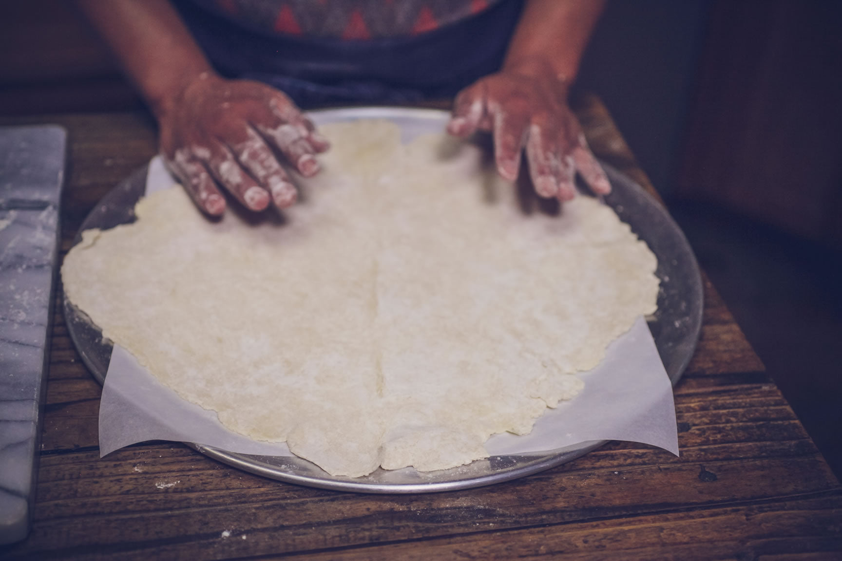 spread on round pan 