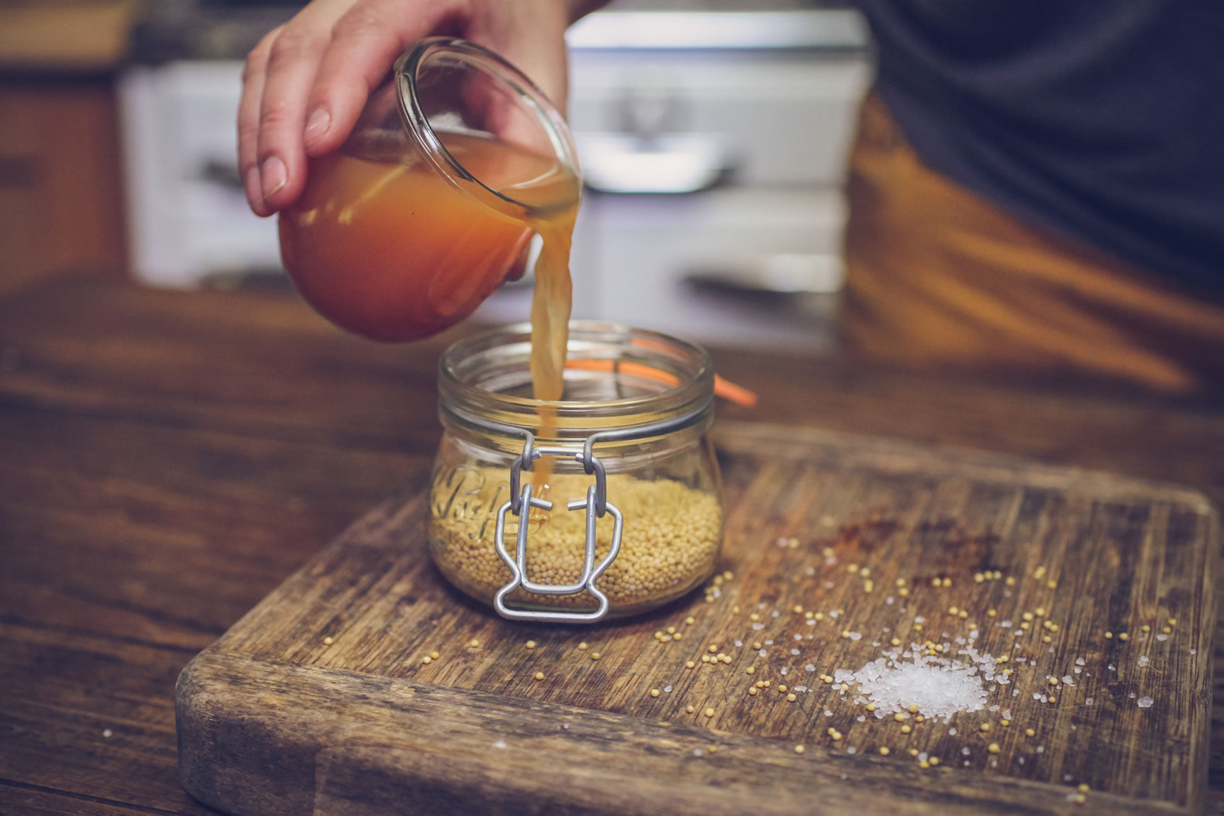 pour kombucha over seeds