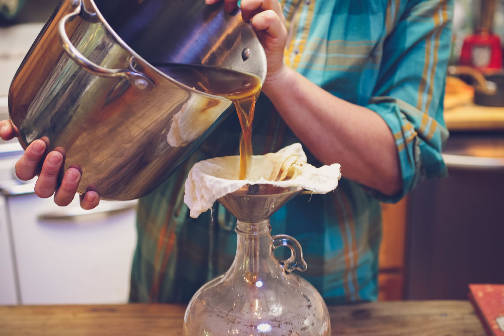 straining beer