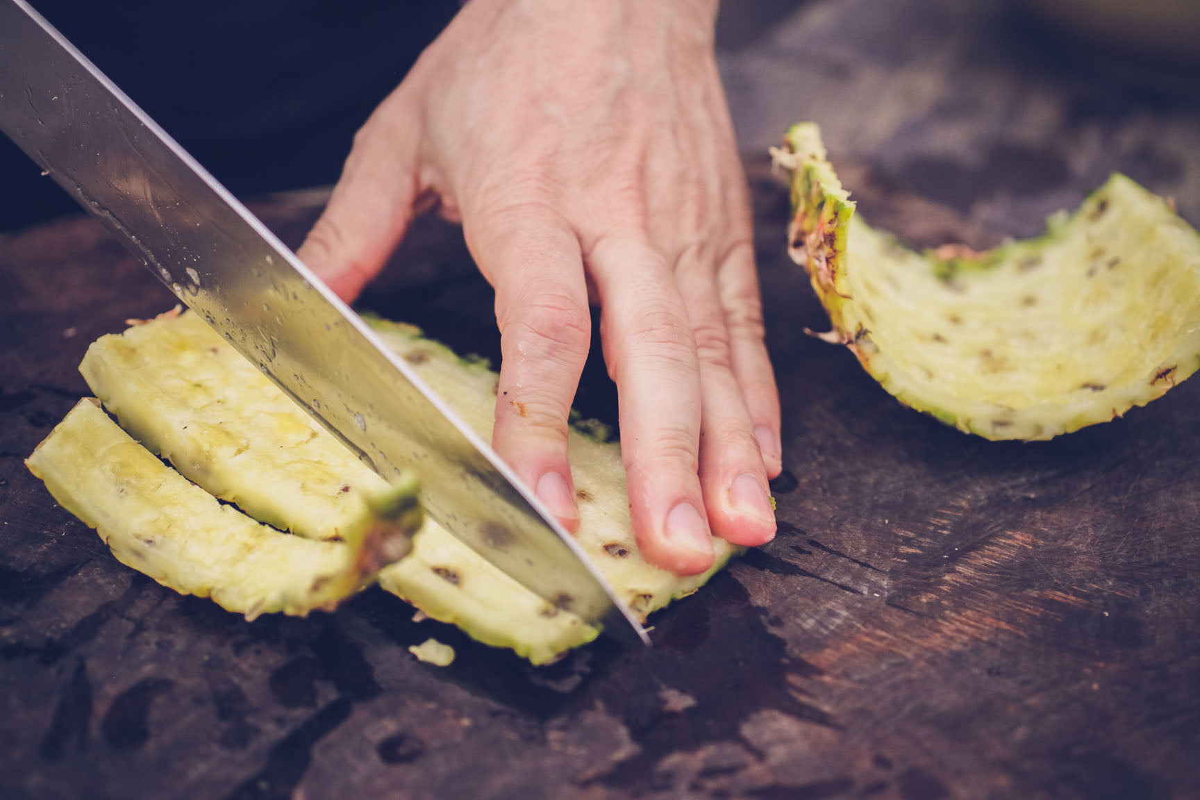 slice pineapple skin