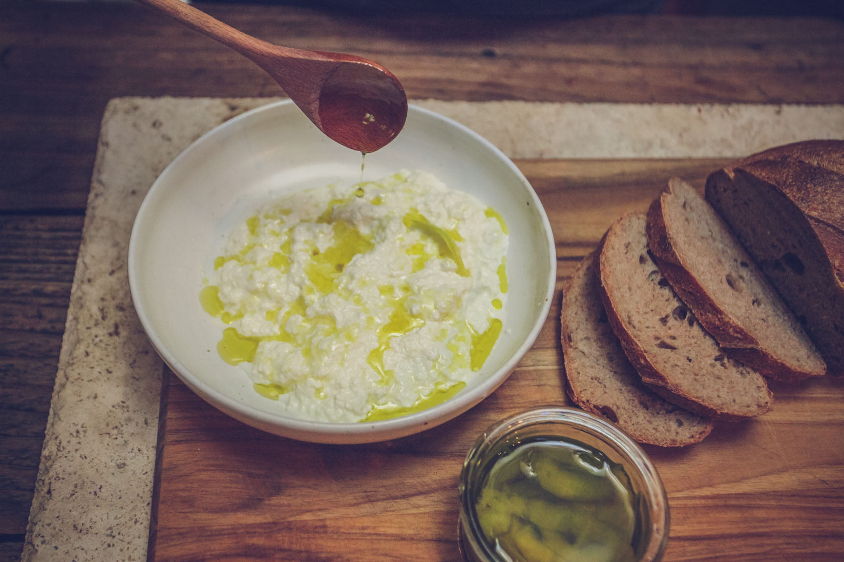 drizzle ricotta with oil
