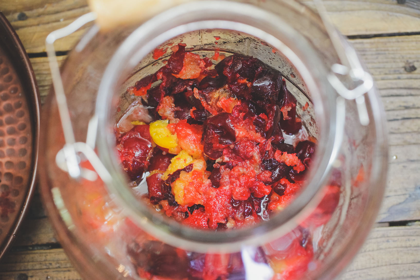 fill jar of plums