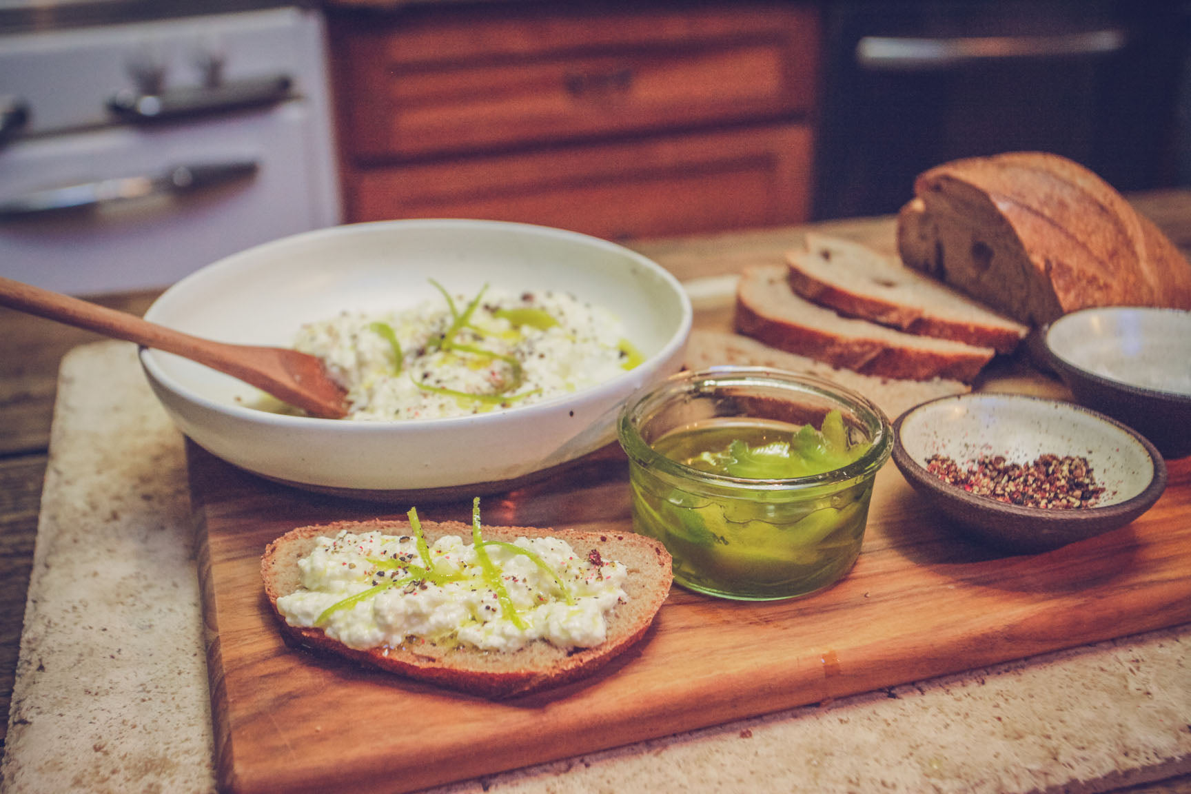 farmhouse ricotta with lime oil