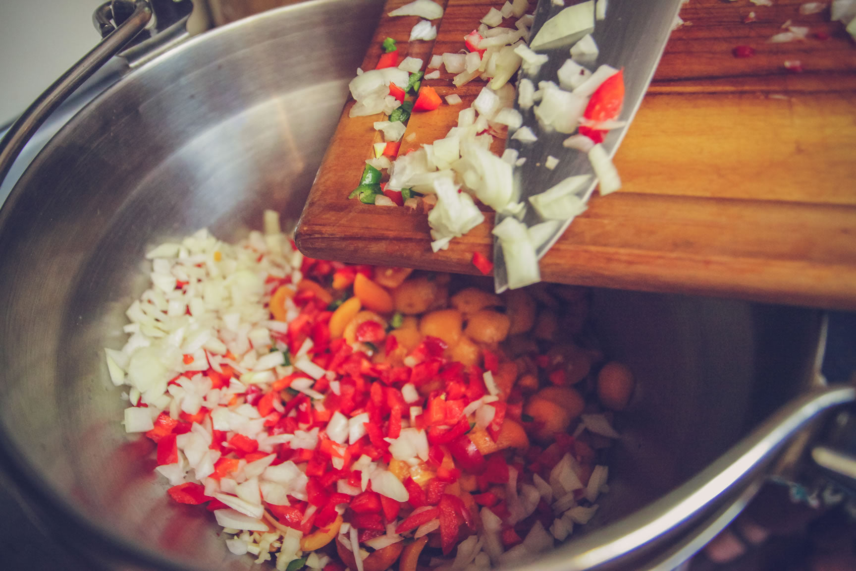 add ingredients to a pot