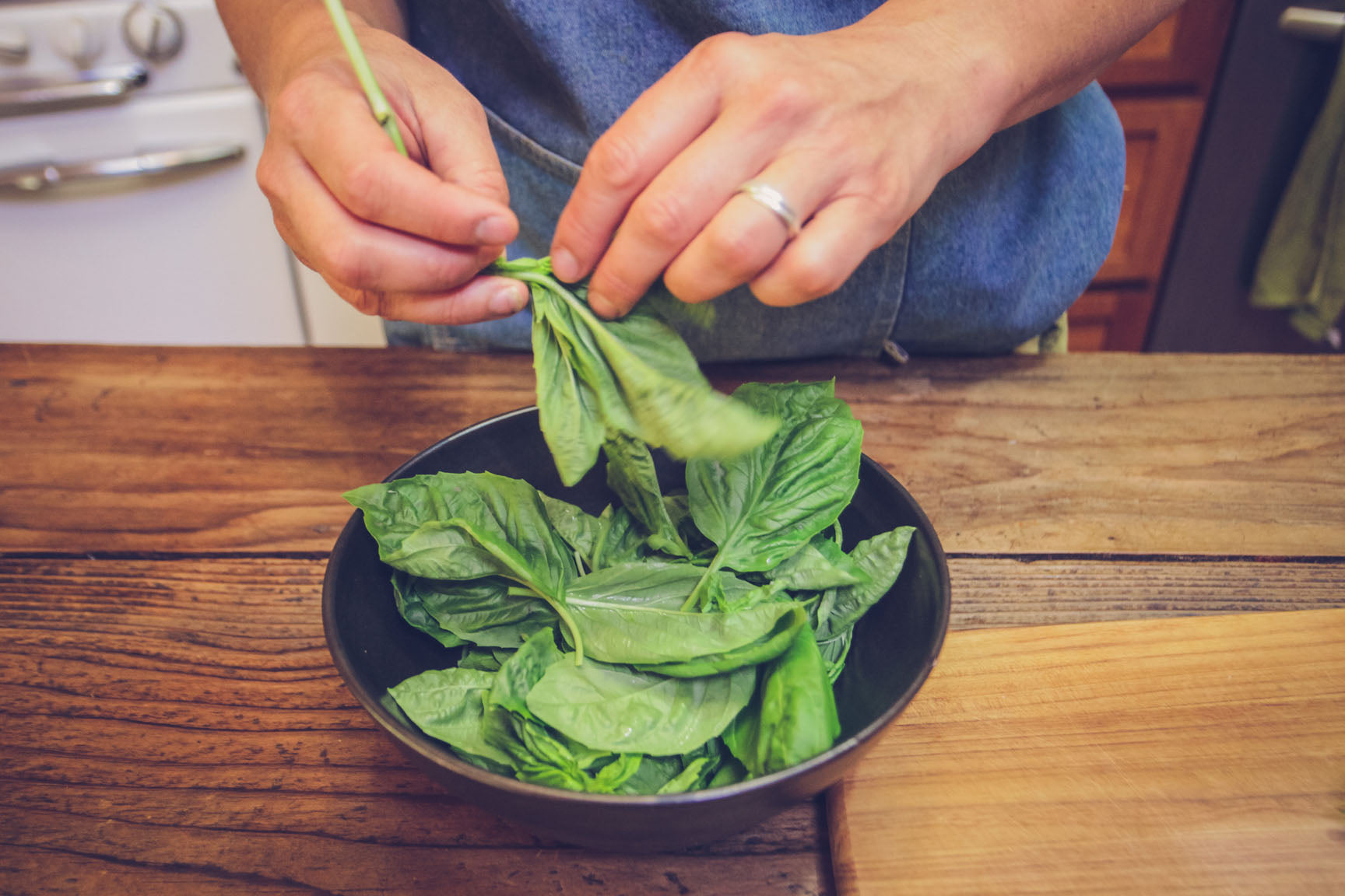 pull leaves from stems