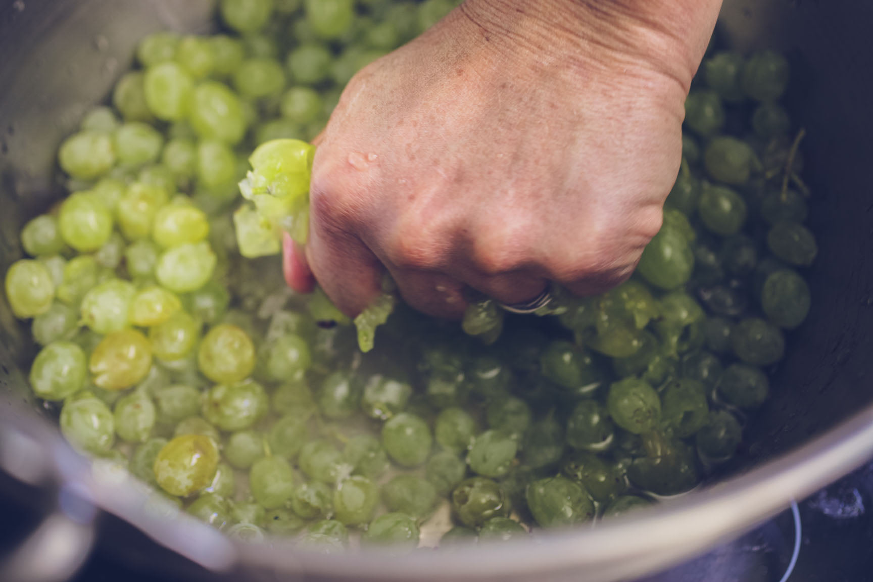crush the grapes by hand