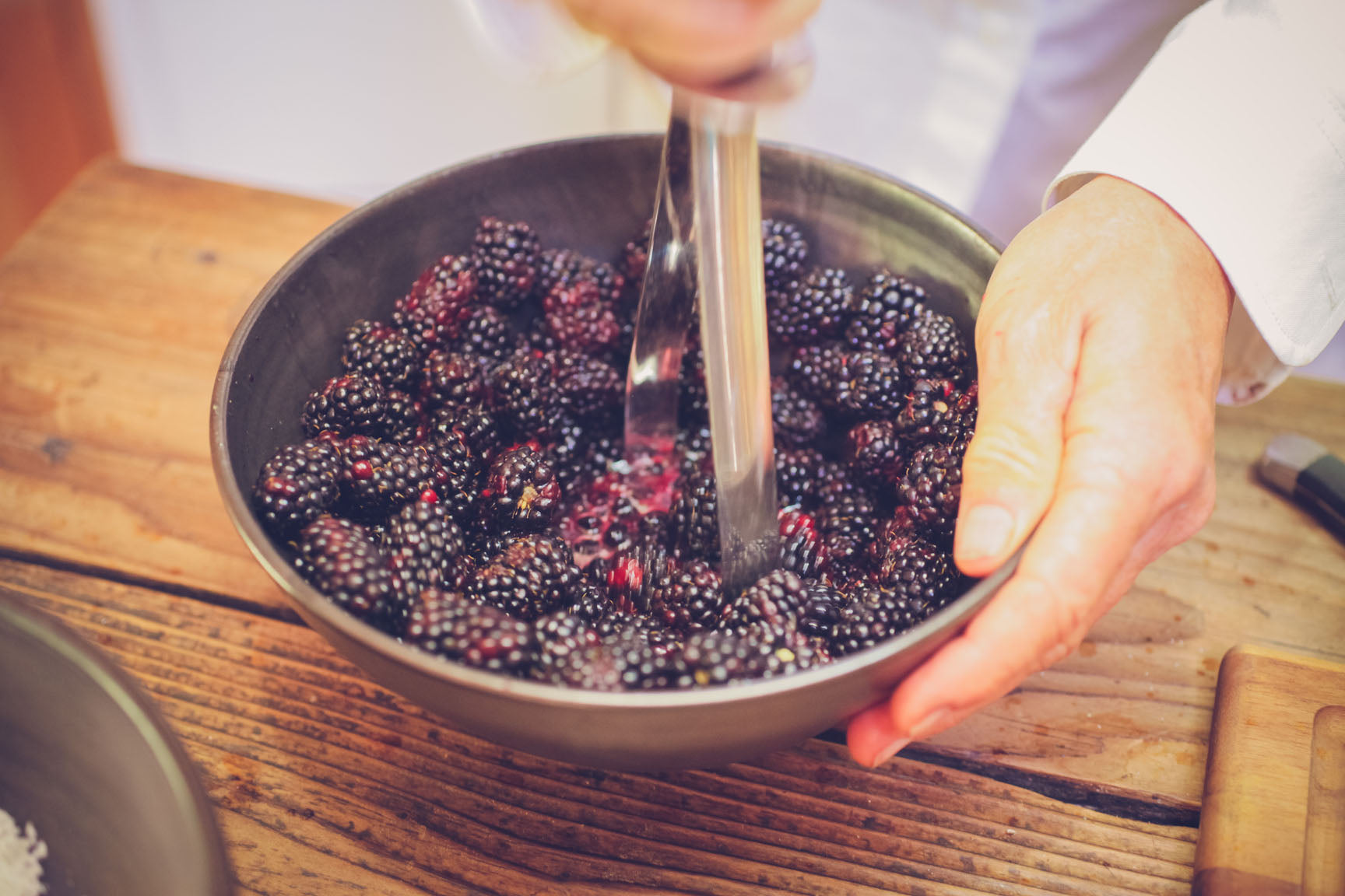 mash blackberries